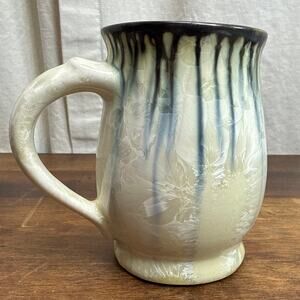 Edgecomb Potters Hand Thrown English Tea Mug Porcelain Crystalline Drip Glaze